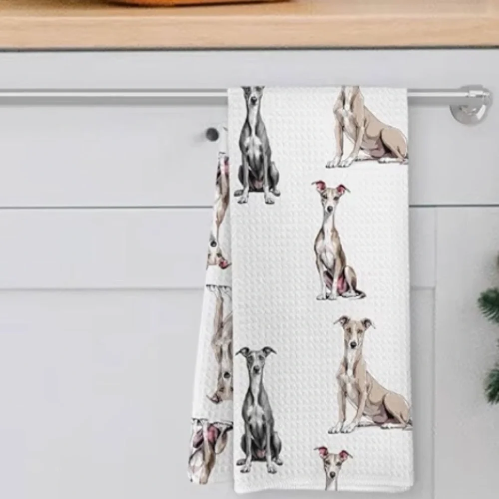 NWT/SET of TWO/DOG LOVERS/Greyhound Kitchen/Tea Towels/W-16 X L-24 Inches